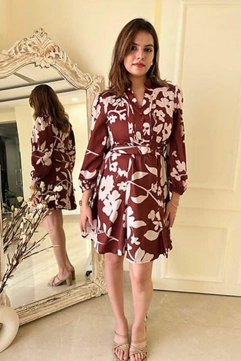 Taylor Brown Print Midi Dress